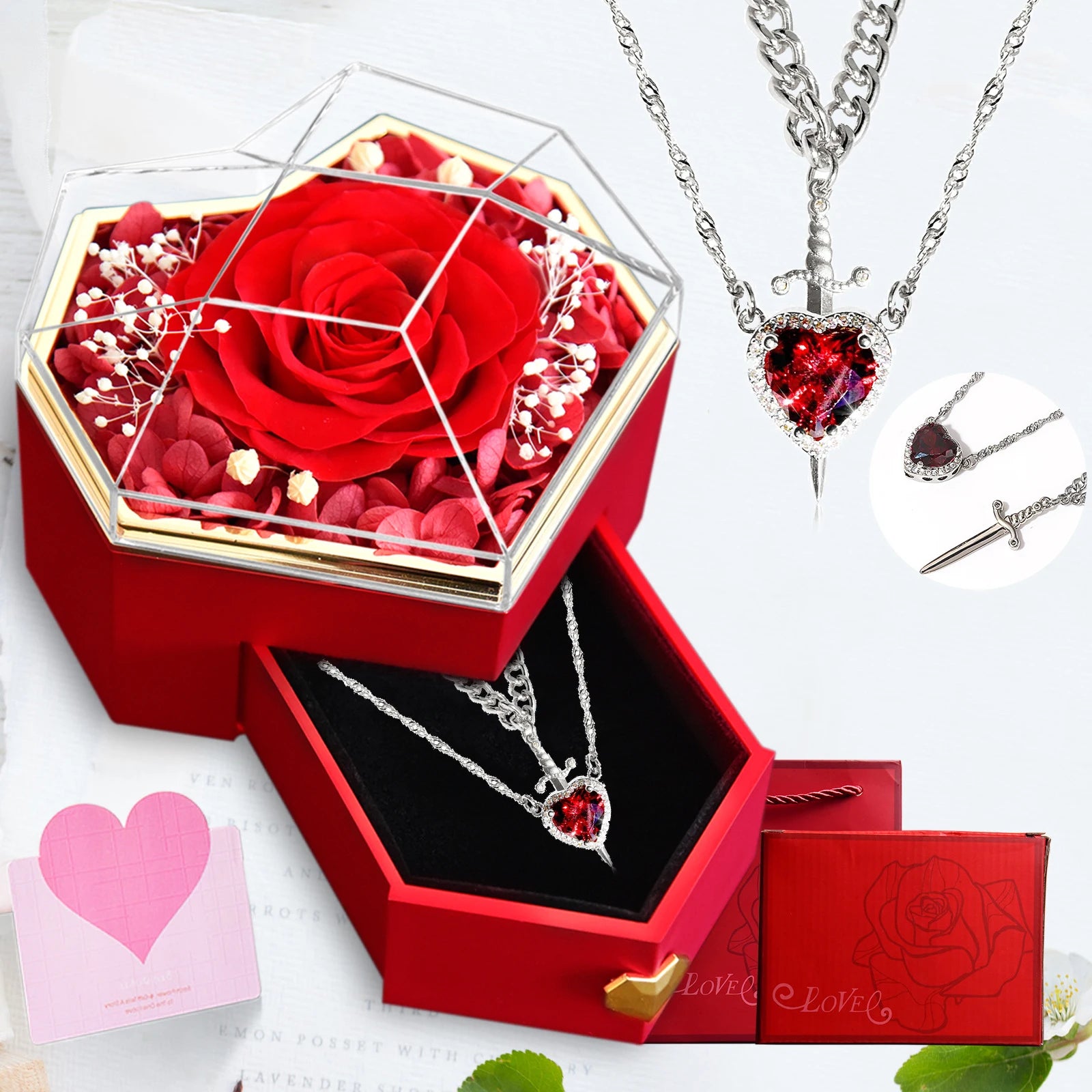 Heart and Sword Necklace Gift Box