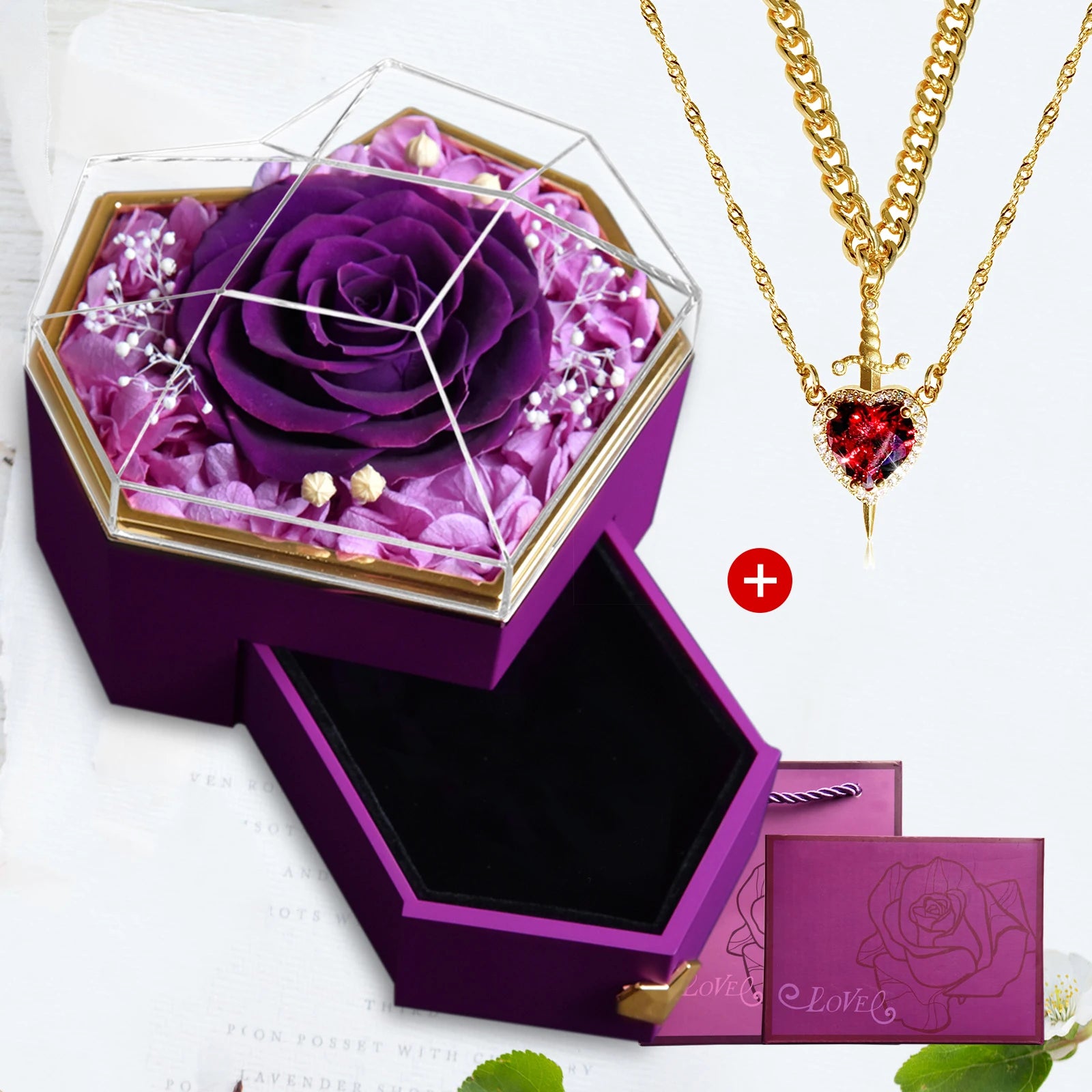Heart and Sword Necklace Gift Box